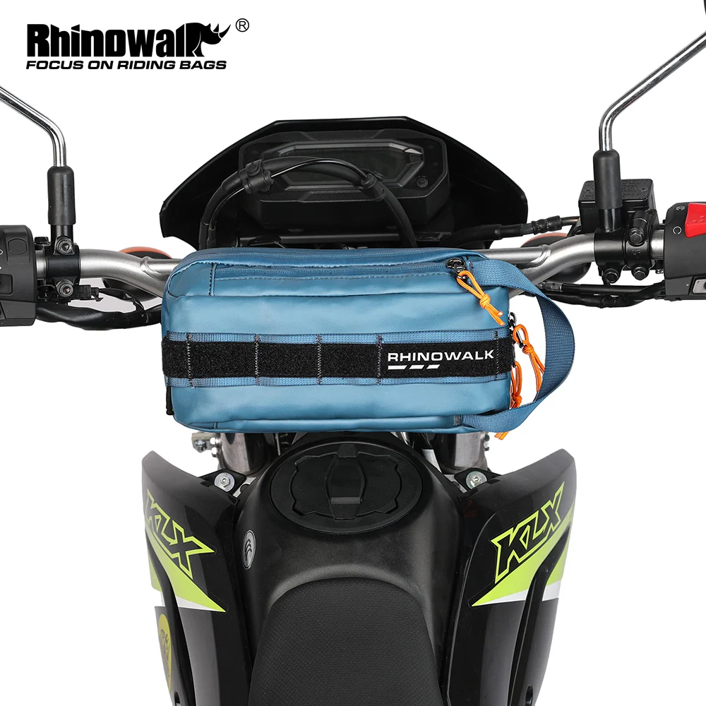 Rhinowalk Motorcycle Front Handlebar Bag Motor Tank Bag 2.4L Motocross Side Bag Tool Kit Saddle Pack Portable Shoulder Waist Bag