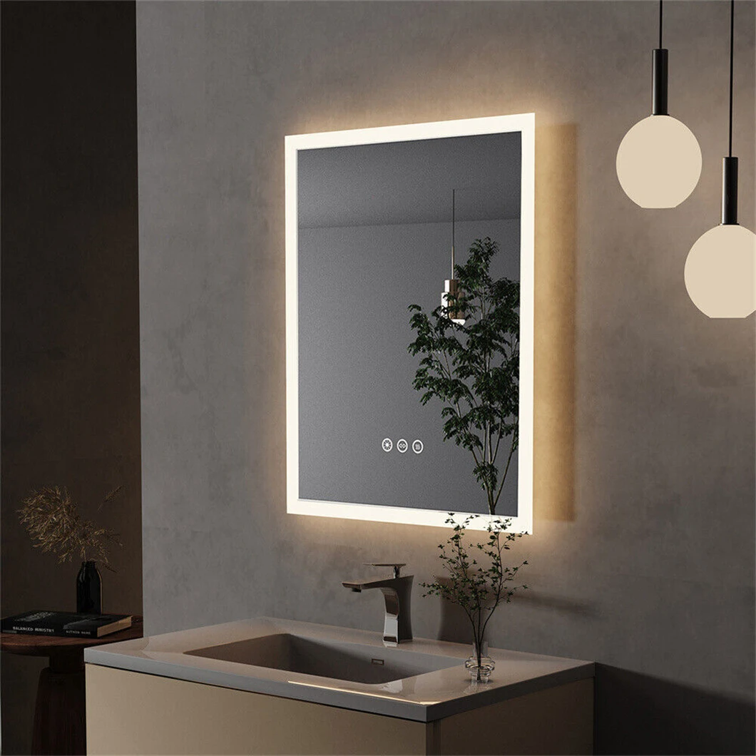 LED Bathroom Mirror with Backlit 400x500mm Wall Mounted Mirror for Vanity Dimmable 3 Colors Anti-Fog with Light Memory - CRI95