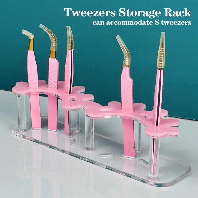 Eyelash Tweezers Storage Holder Stand 8 Holes Convenient Tweezers Stand Shelf Hold Lash Extension  Acrylic Tweezer Stand Holder