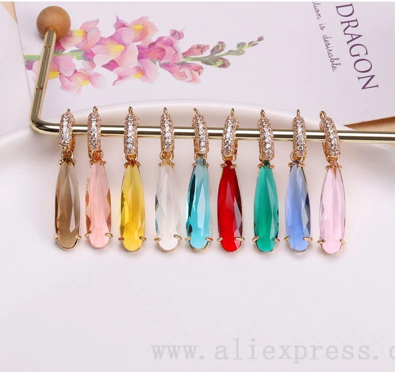 8X33mm long water droplet crystal pendant DIY necklace earrings hairpin headwear accessories 10pcs/ Bag