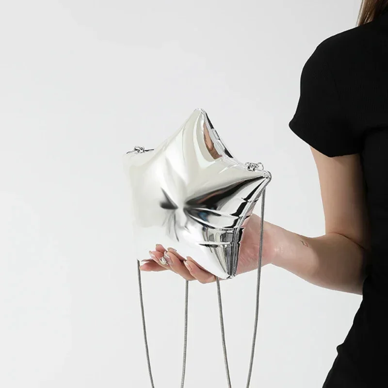 Bolso de acrílico brillante con estrella de cinco puntas, mini bolso de fiesta para lápiz labial estilo chica picante y dulce 2026, bolsos de banquete de nicho en colores caramelo