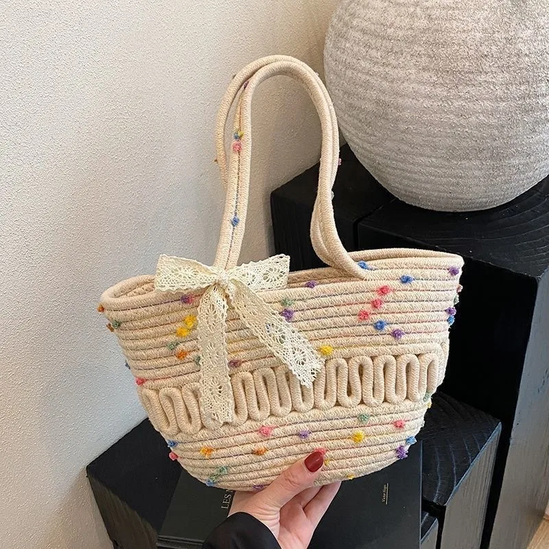 

summer holiday bucket Tote bag Women's denim shipping handbag Versatile vintage leather one-shoulder casual messenger bag