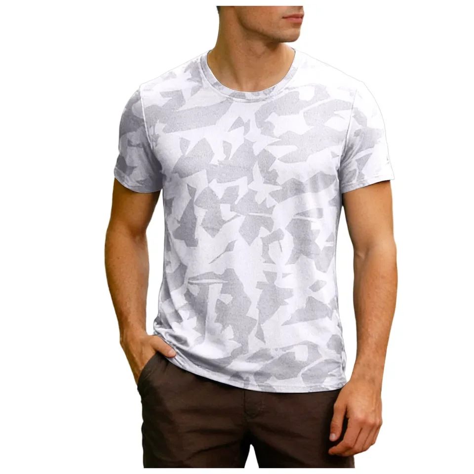 Men's Ice Silk T-Shirt Summer Thin Camouflage Tops Quick Drying Breathable Short Sleeve Sports T