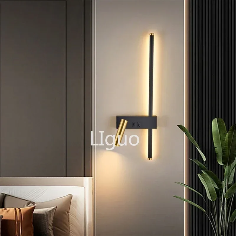 Wall lamp Nordic modern creative led simple living room sofa background  decorative lamp reading  bedroom bedside lamp