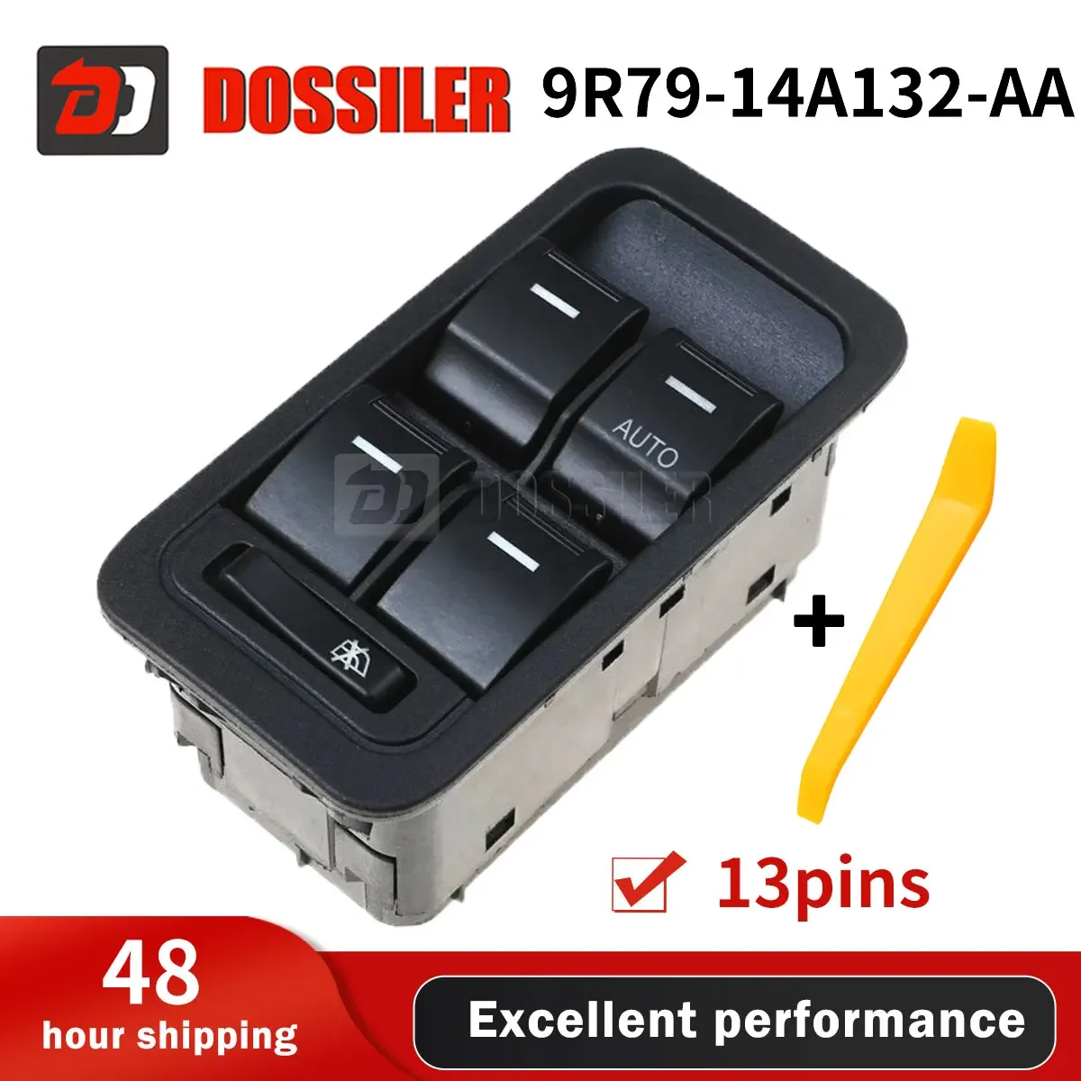 9R79-14A132-AA DossilerLED Light Electric Master Window Switch for Ford Territory SX SY SZ 2004-2014 Illuminated 13Pin