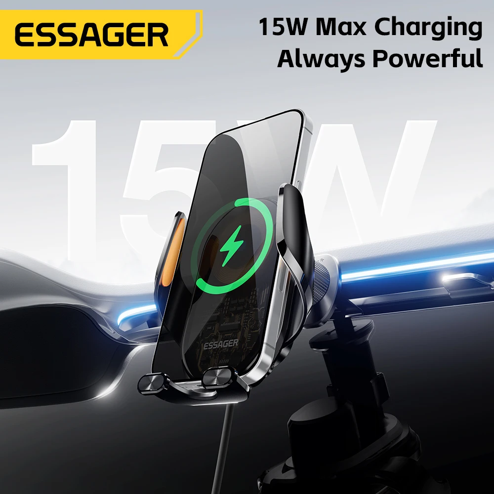 شاحن سيارة لاسلكي مغناطيسي 15 وات من Essager لهاتف MacSafe 15 وات حامل تبريد لهاتف iPhone 16 15 14 13 12 Pro Max Xiaomi Samsung