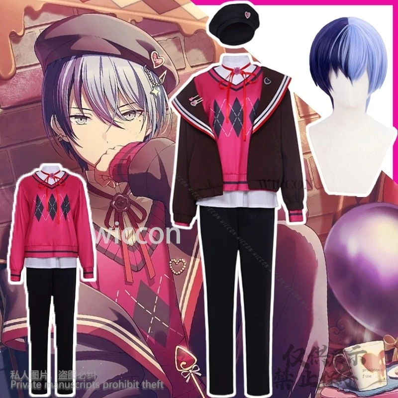 Anime Game Project Sekai Costume Aoyagi Toya Costume di San Valentino Cappotto Maglione Camicia Cappello Parrucca uniforme per uomo donna personalizzata