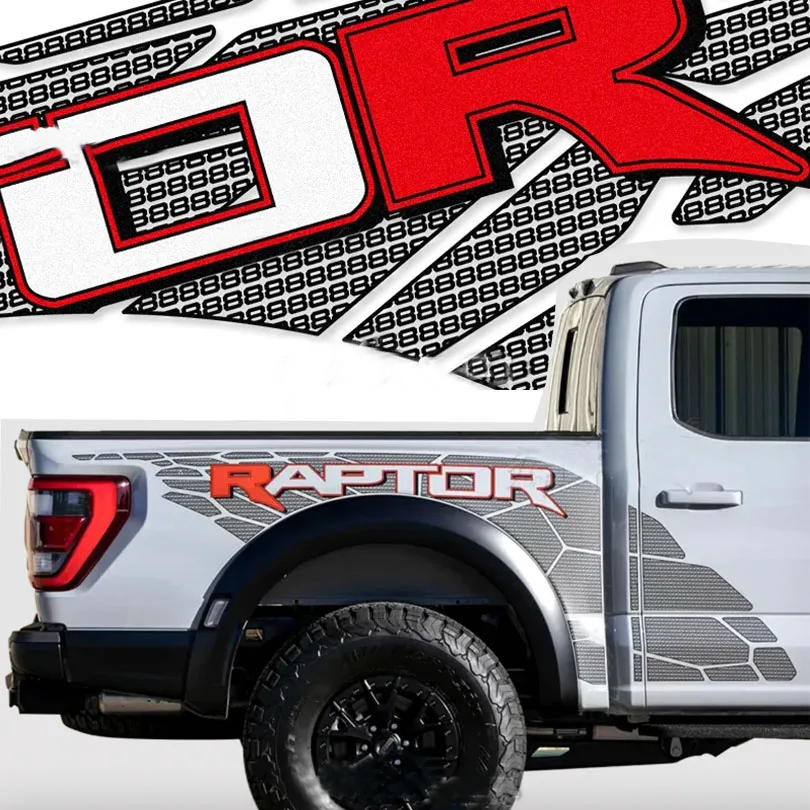 Sport Bed side Mud splash Stripes Graphics Sticker Decal Wrap Accessories Fits 2022 2023 Ford F-150 F150 Raptor R