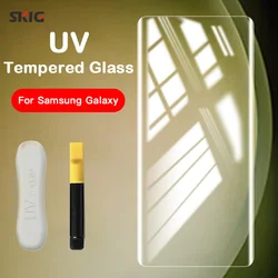 SKIG 1-3PCS UV Tempered Glass For Samsung Galaxy S24 S23 S22 S21 S20 Ultra Full Curved Film for S23Ultra Screen Protector