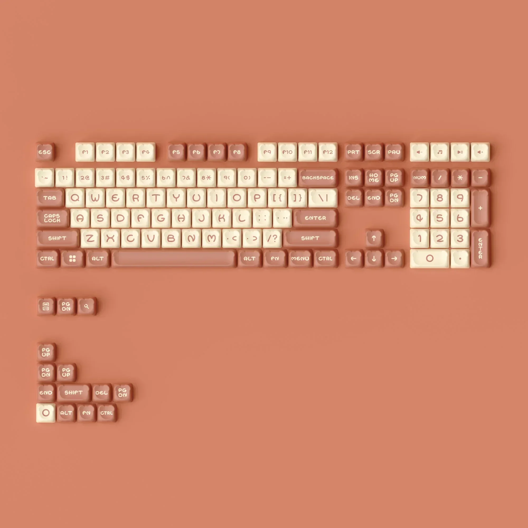 Mocha Bear Keycap Set 122-Key For 65% TKL 1800 Compact Full Size Layout Keyboard Keycaps