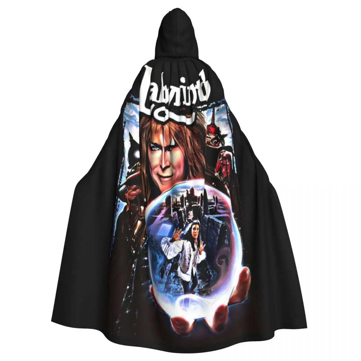 Labyrinth Long Hooded Cloak Witch Medieval Costume Cosplay Cape HalloweenCoat Adult Unisex