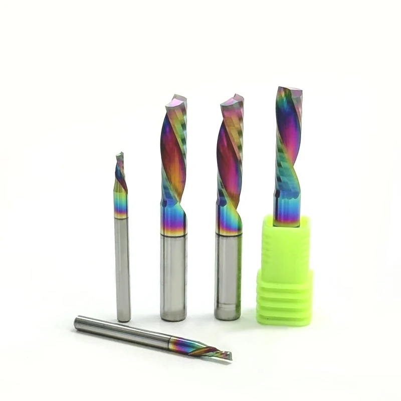 

10pcs/Lot 3.175/4/5/6/8mm Down Cut Colorful Coated AAA 1 Flute Spiral Milling Cutter Router Bit CNC Mill Carbide Milling Cutter