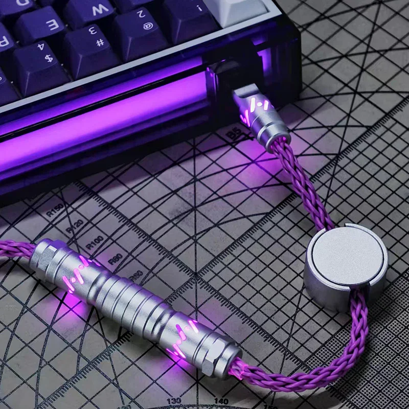 ATTACK SHARK C07 カスタム USB C キーボードケーブル、RGB 照明付き