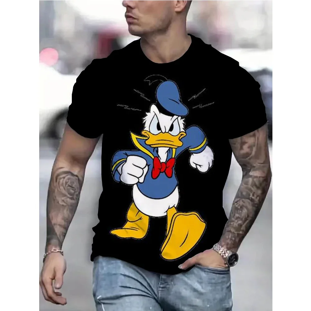 

Disney Summer Men Donald Duck T-Shirt Cute Cartoon Print Tops Tees Fashion Short Sleeve Clothing Male Daily Casual Streetwear