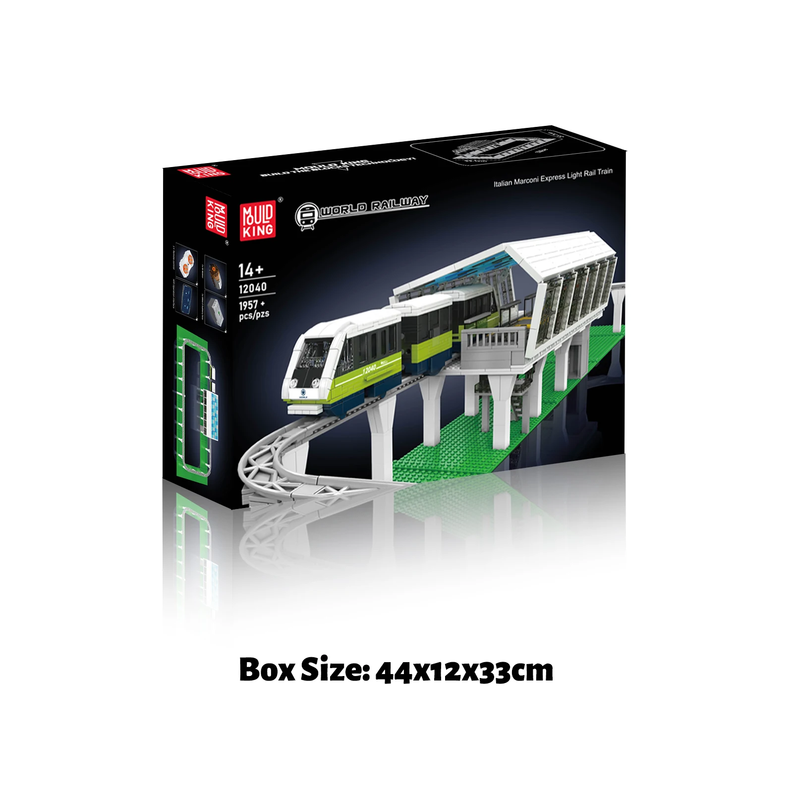 Mould King 12040 Railway Model Building Blocks Italian Marconi Express Light Rail Train  APP Remote Control Teen Adult Toy Gifts