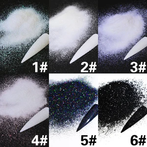 10G Holographischer Laserzuckerpulver 0,2 mm schwarz weißes Pigment Schwingen Schneeflocken Winterflack 8 Hauptverkäufe t -Shirt leuchten im Dunkeln - №8