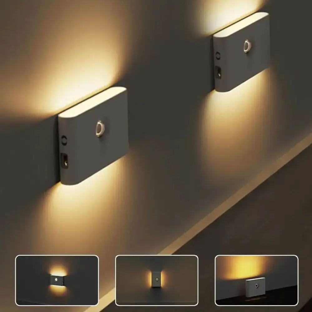 

Motion Sensor LED Night Light USB Rechargeable Dimmable Wall Night Lamp Closet Kitchen Cabinet Light