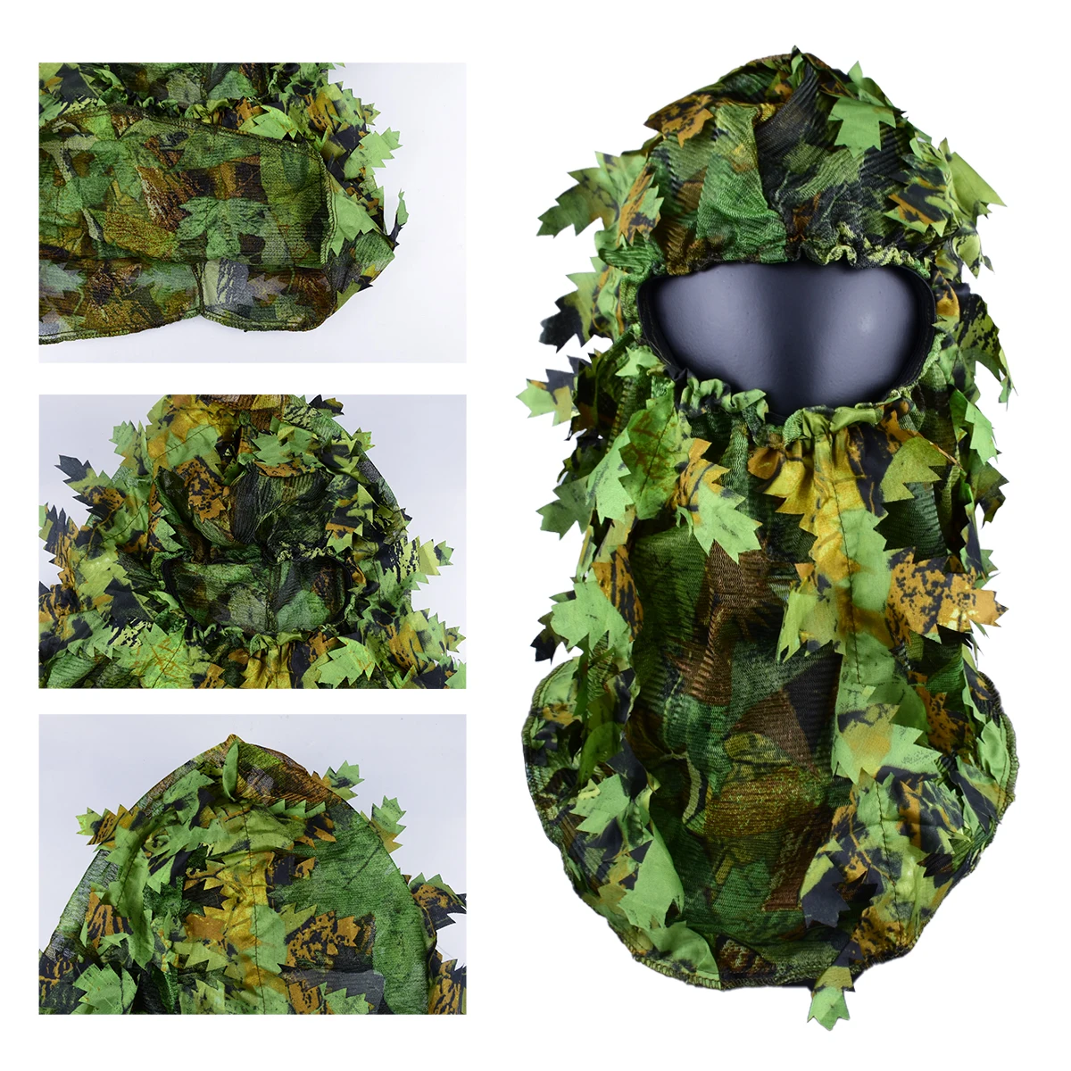 NUOVO Ghillie Camouflage 3D Maschera a pieno facciale Foglie d'acero Bionic Jungle Copricapo Berretto tattico Turchia Camo Hunter Accessori per la caccia