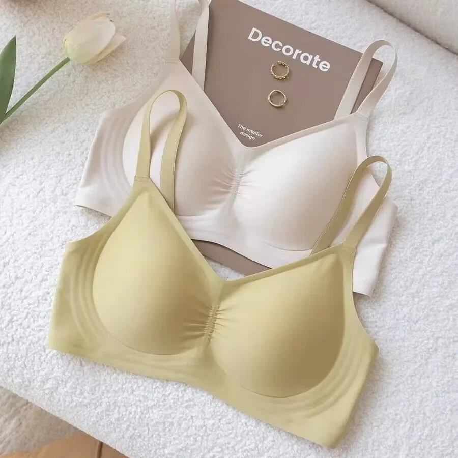 Kalapaopao Gather Push Up Bra Summer Must-have Deep V Lock Edge W Type Soft Support Bra Underwear Comfort Simple Bra Pride Bras