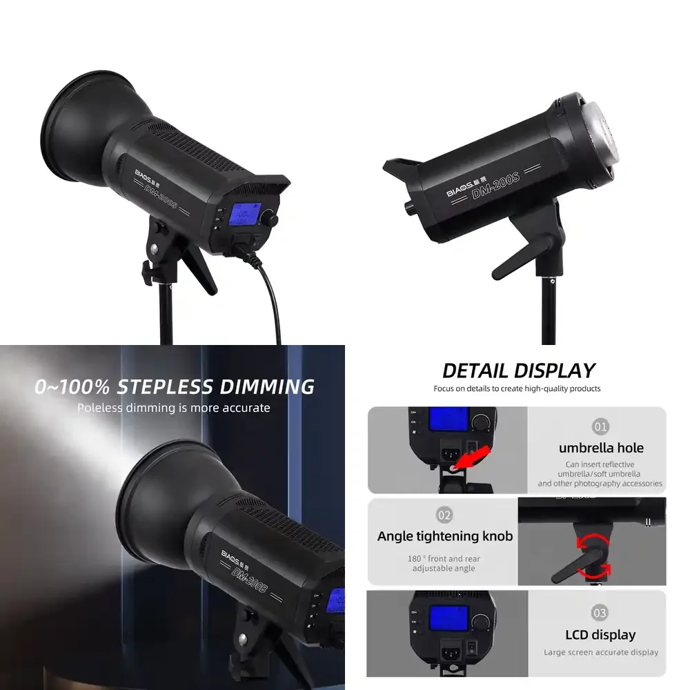 

LED Video Light, COB 200W Photography Lighting with Bowens Mount, Lantern Softbox Video Lighting Kit for YouTube Outdoor