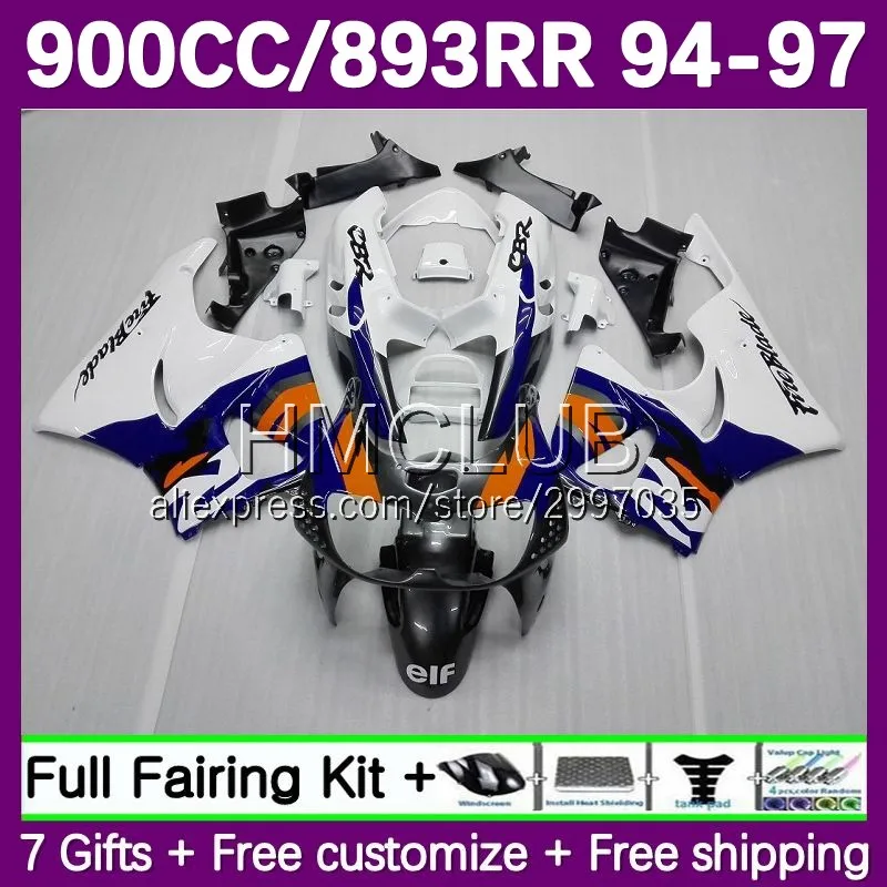 Fairing For HONDA CBR 893 893RR CBR893 CBR900 RR 94 95 96 97 15No.8 Blue white CBR900RR CBR893RR 1994 1995 1996 1997 Body Kit