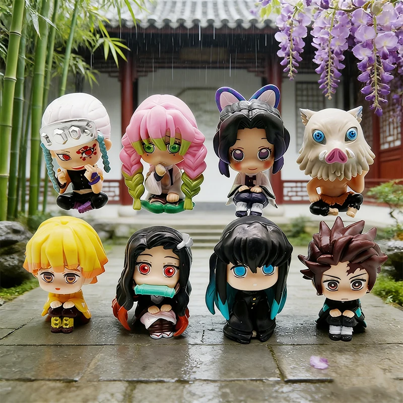 8 Stück/Set Q Posket Figuren Großhandel Demon Slayer Mini-Figuren 8er-Set Kimetsu No Yaiba Kleine PVC-Puppen Desktop-Dekoration