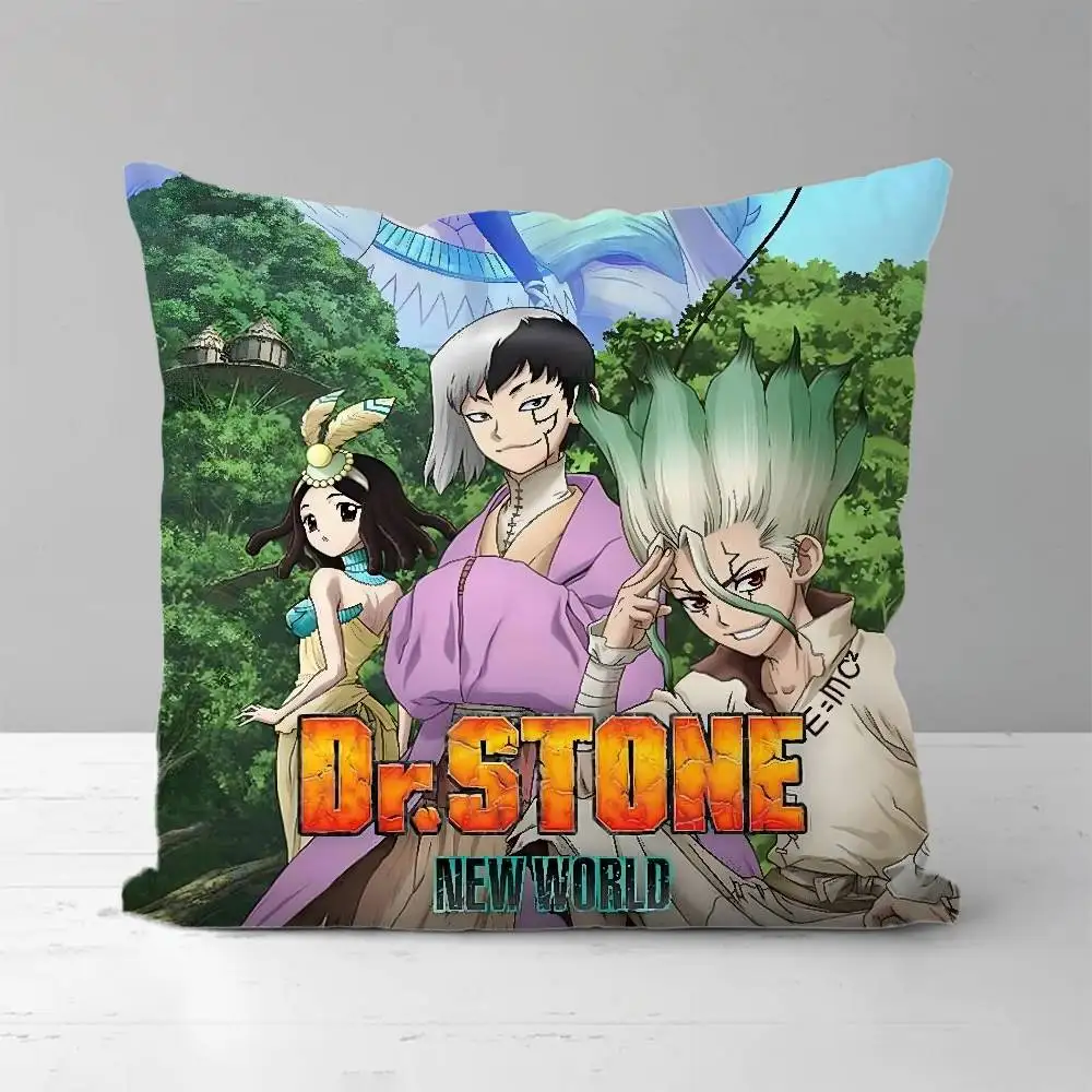 

Anime Dr.S-STONE Pillow Case Double-Sided Printing Cushion Cover 45x45 Decorative Cushions Sofa Home Decor Soft Pillowcase