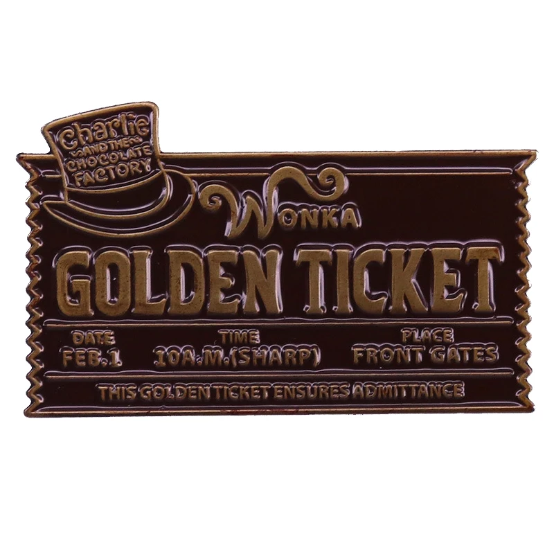 C4556 Golden Ticket Movie Enamel Brooches Cool Pins Clothes Backpack Lapel Badges Fashion Jewelry Accessories For Friends Gifts