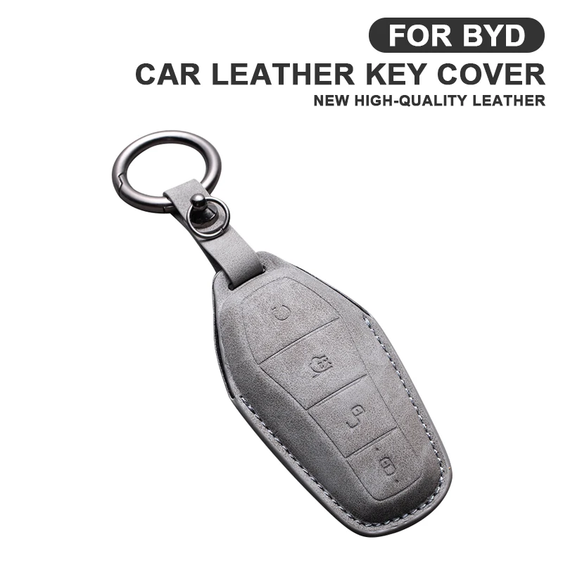 

Leather Car Key Case Cover Remote Fob Holder Keychain For BYD Song Plus Atto 3 Han EV Tang DM Qin Seal Dolphin Key Accessories