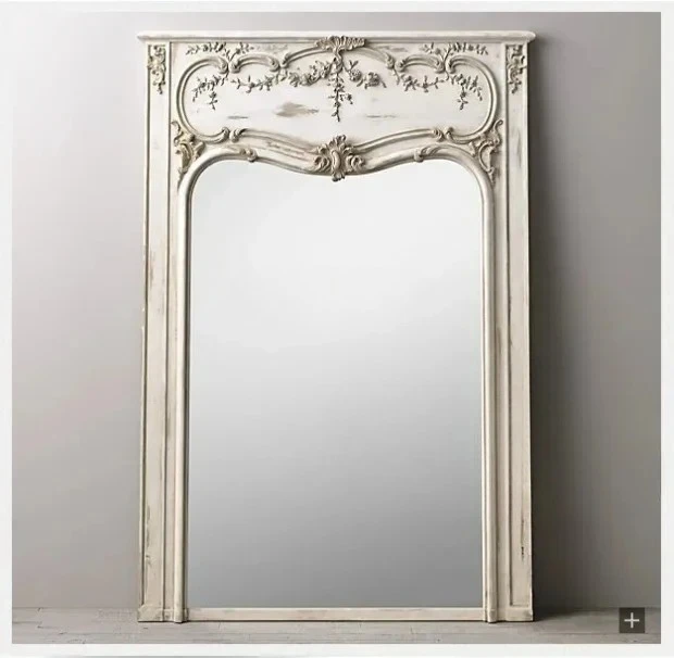 VintageAmerican solid wood carving flower floor mirror,floor mirror cloakroom dressing mirror wedding photography fitting mir