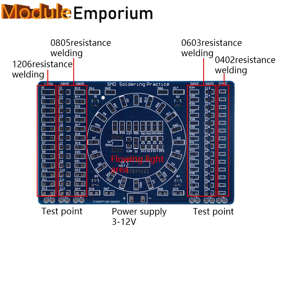 SMD NE555 CD4017 Rotating Flashing LED Components Soldering Practice Board Skill Electronic Circuit Training Suite DIY Kit