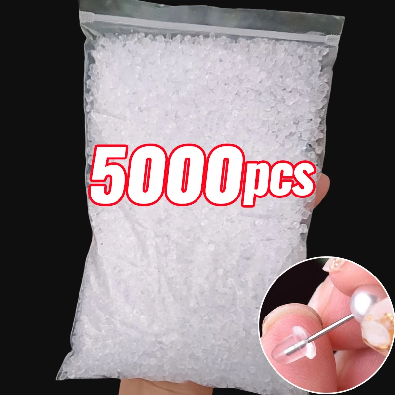 500/5000pcs Transparent Silicone Rubber Earring Clasp Ear Nut Plugging Earring Back DIY Earstud Findings Jewelry Accessories