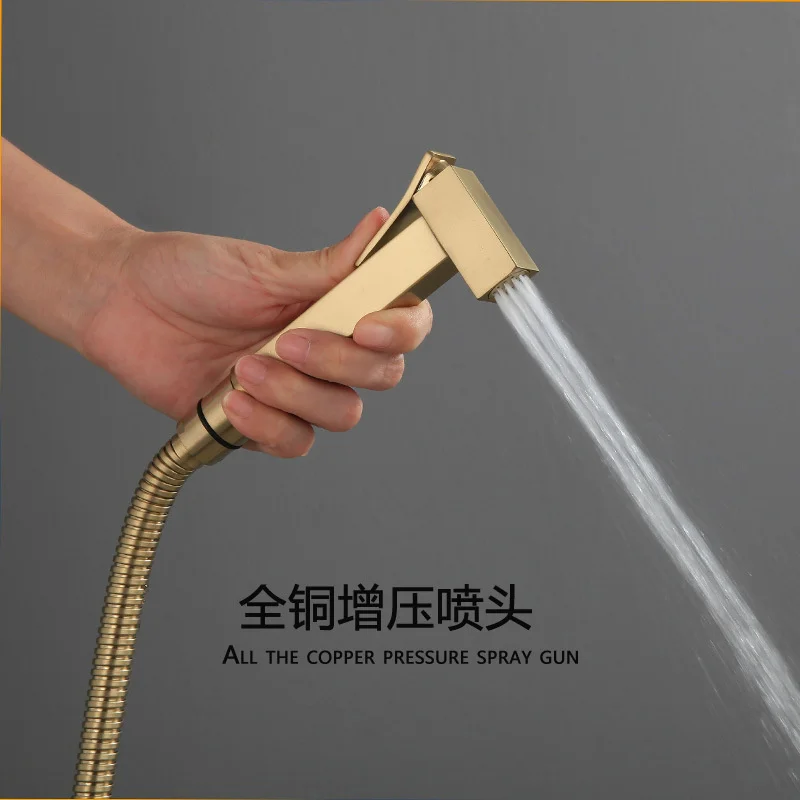 Gothic Brushed  Gold Shower Tap Bidet Faucet Toilet Spray Gun Cold&Hot Water Mixer Square Nozzle Crane Turbo Tap Toilet Faucets