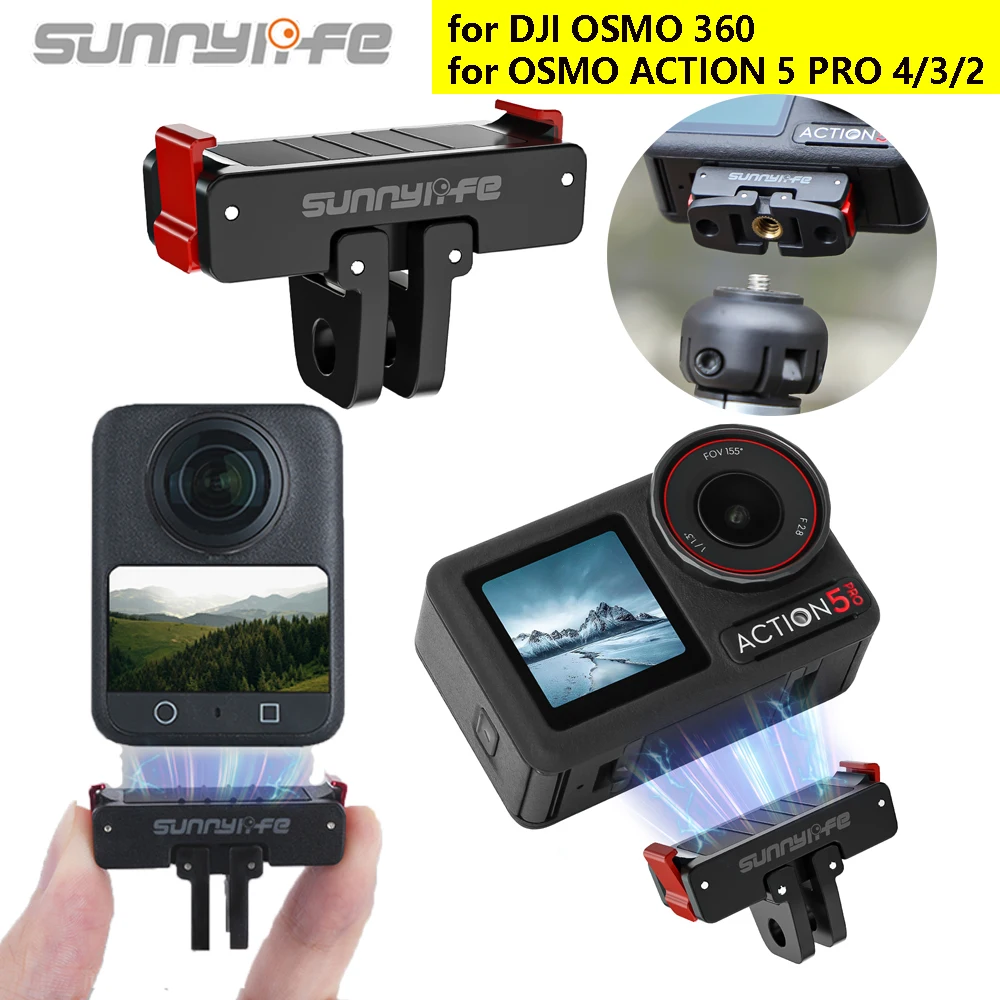 

Sunnylife Magnetic Adapter For DJI OSMO 360 Osmo Action 5 Pro 4 3 Camera Foldable Quick-release Plate Expansion Mount Base Parts