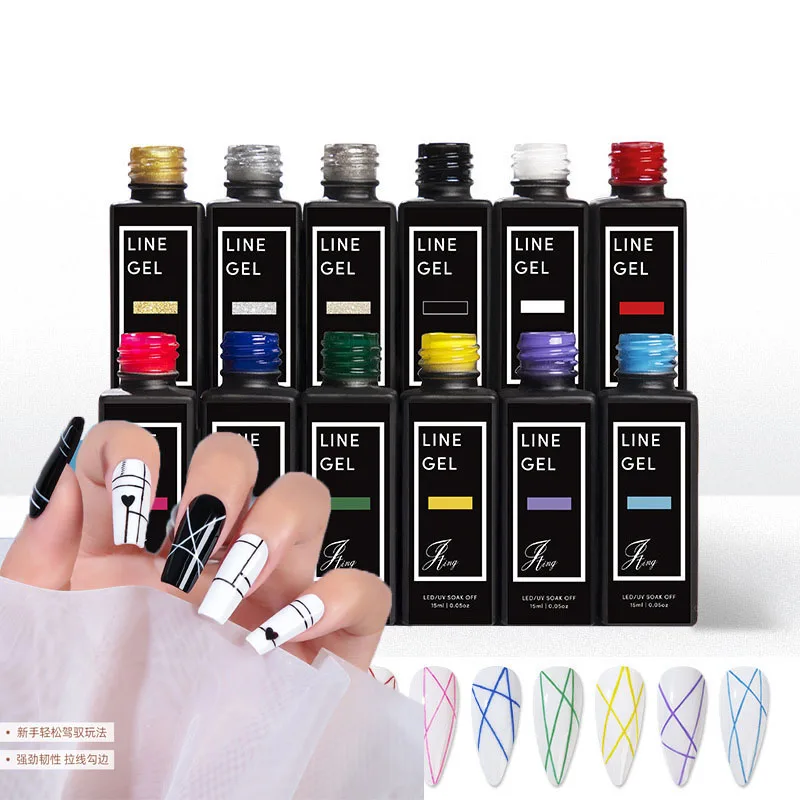 

12(g/ml) French Liner UV Gel Painting Polish Stripe Drawing White&Silver Graffiti Thin-Line Brush Nail Art Polish Gel UV Paint