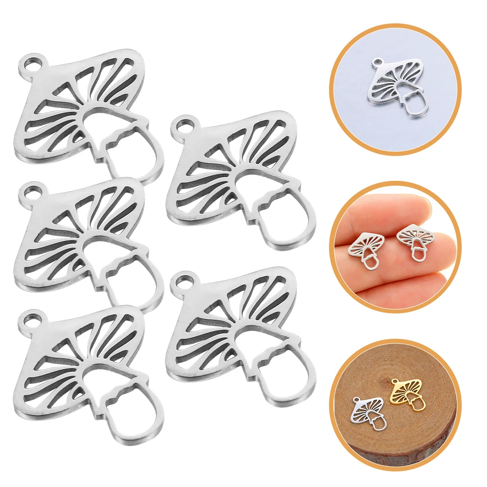 

5 Pcs Making Stainless Steel Mushroom Jewelry Necklaces Pendant House Mushrooms Charm