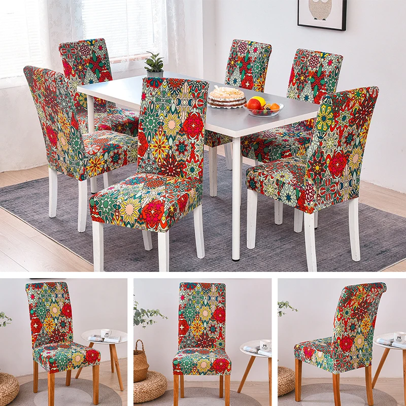 

1/2 Pcs Pastoral Style Chair Cover Elastic Dining Chair Seat Cover Removable Slipcovers For Dining Room Home Decor