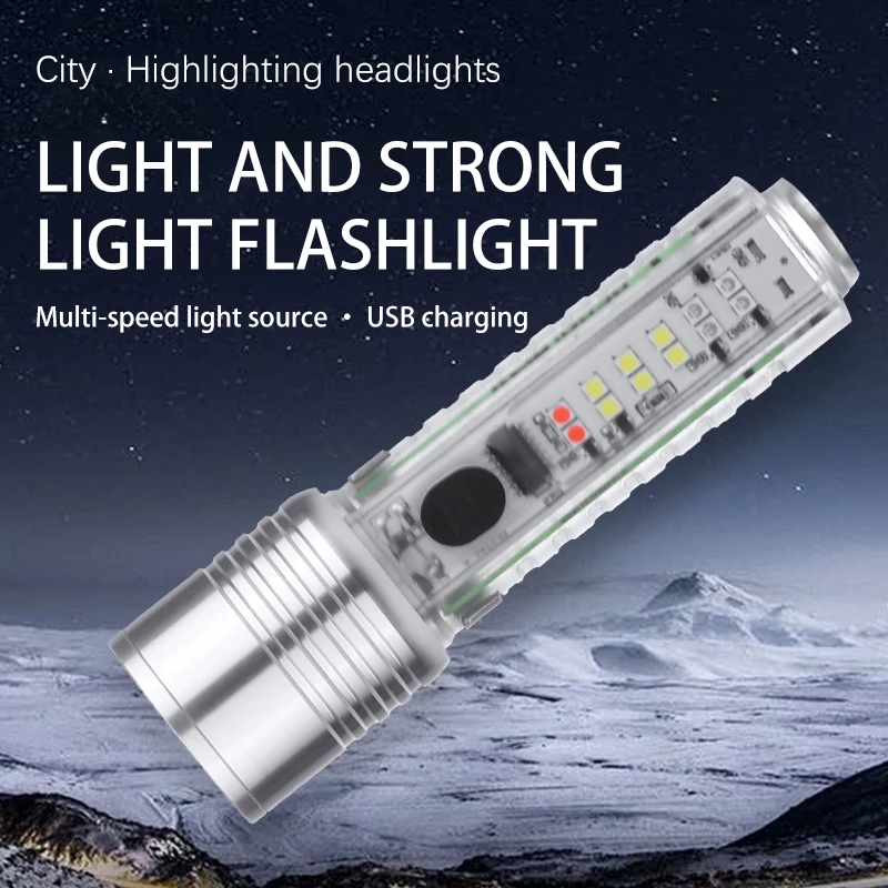 

Flashlight Strong Light Rechargeable Long-range Outdoor Colorful Light Multi-function Tactical Floodlight Warning Flashlight