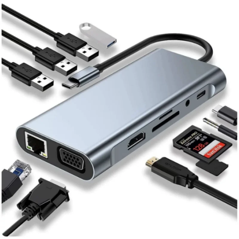 Type-C 11-in-1 Expansion Dock with Network Port HDMI Multi-Function Converter USB Hub Expansion Dock for Macbook
