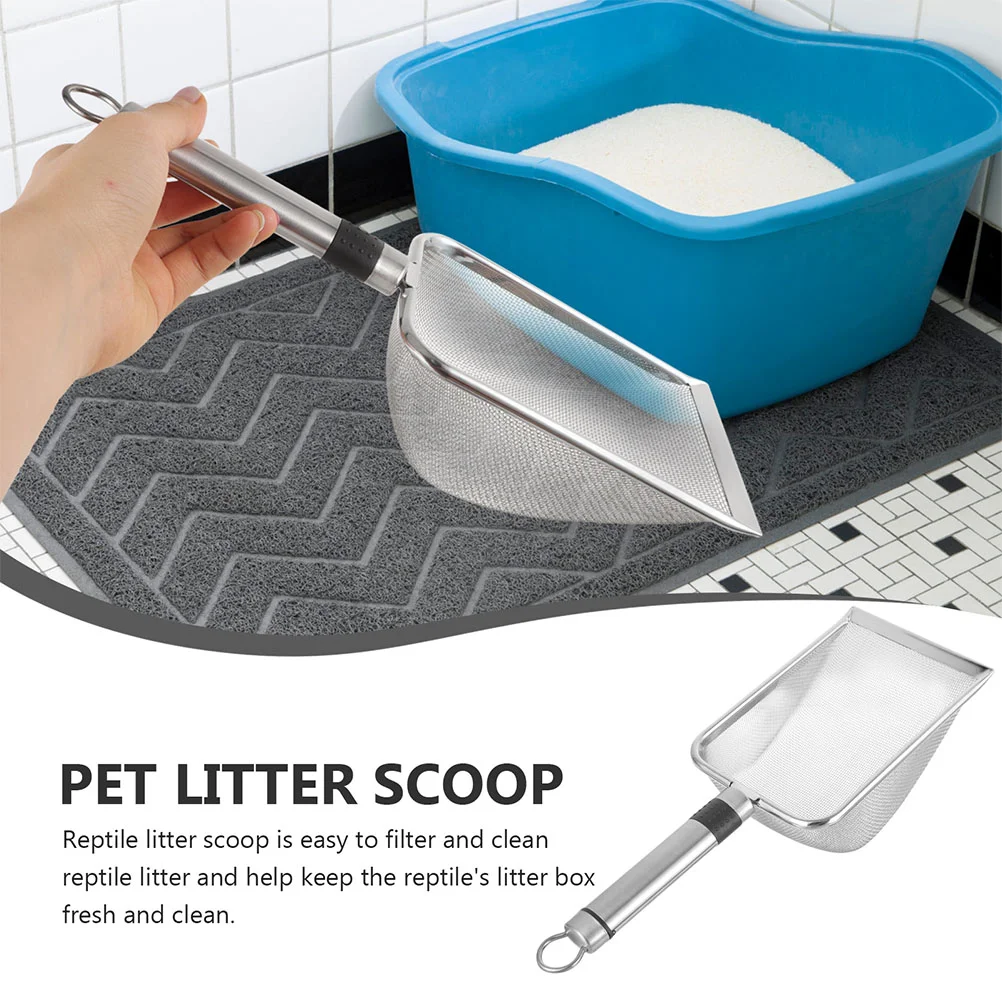 Stainless Steel Cat Litter Scoop Metal Scooper for Cats Mesh Pet Holder Supplies Sand Sifter Animal