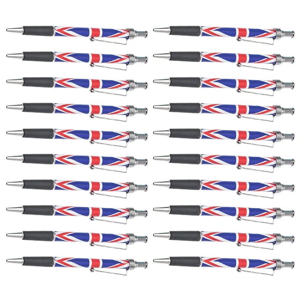 

20Pcs British Flag Pen Black Ink Ballpoint Smooth Writing Office School Use Comfortable Patriotic Uk Theme Pen