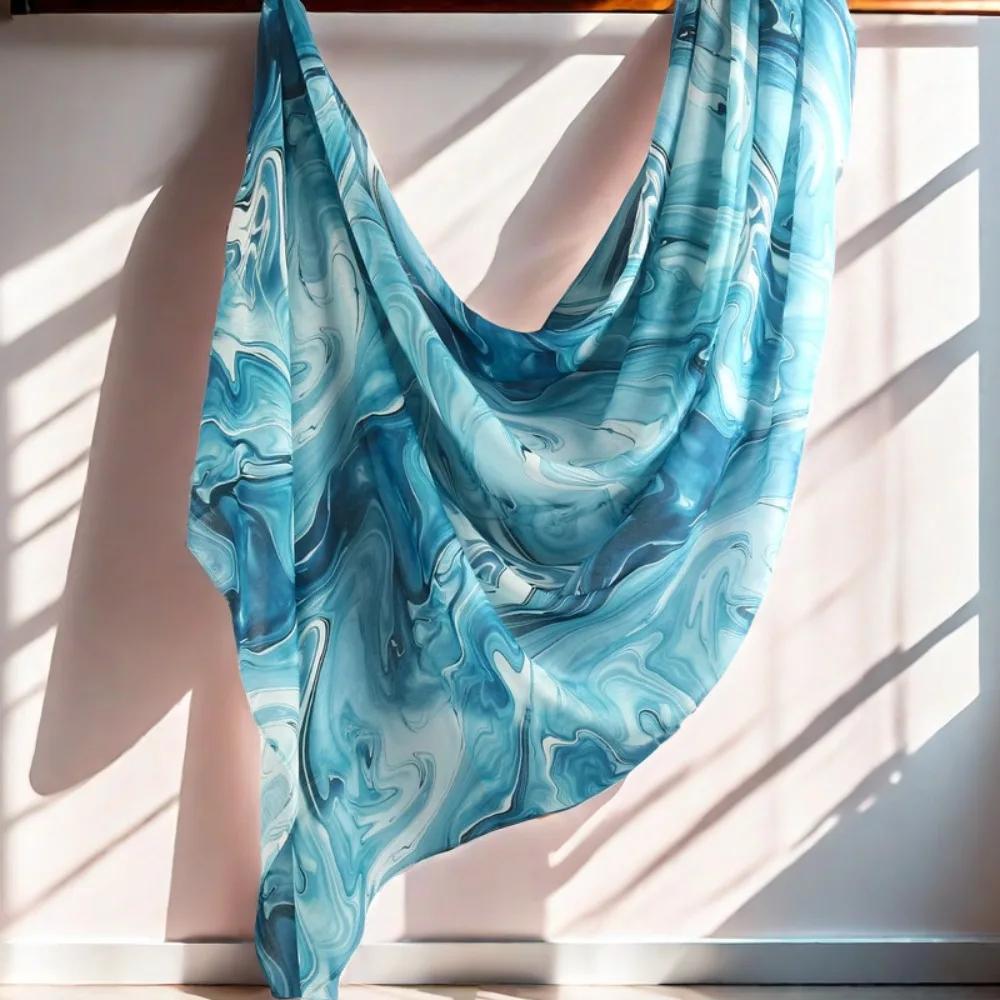 

Fashion Watercolour Floral Printed Shawl Scarves Cotton Rayon Soft Hijab Scarf Breathable Long Women Turbans