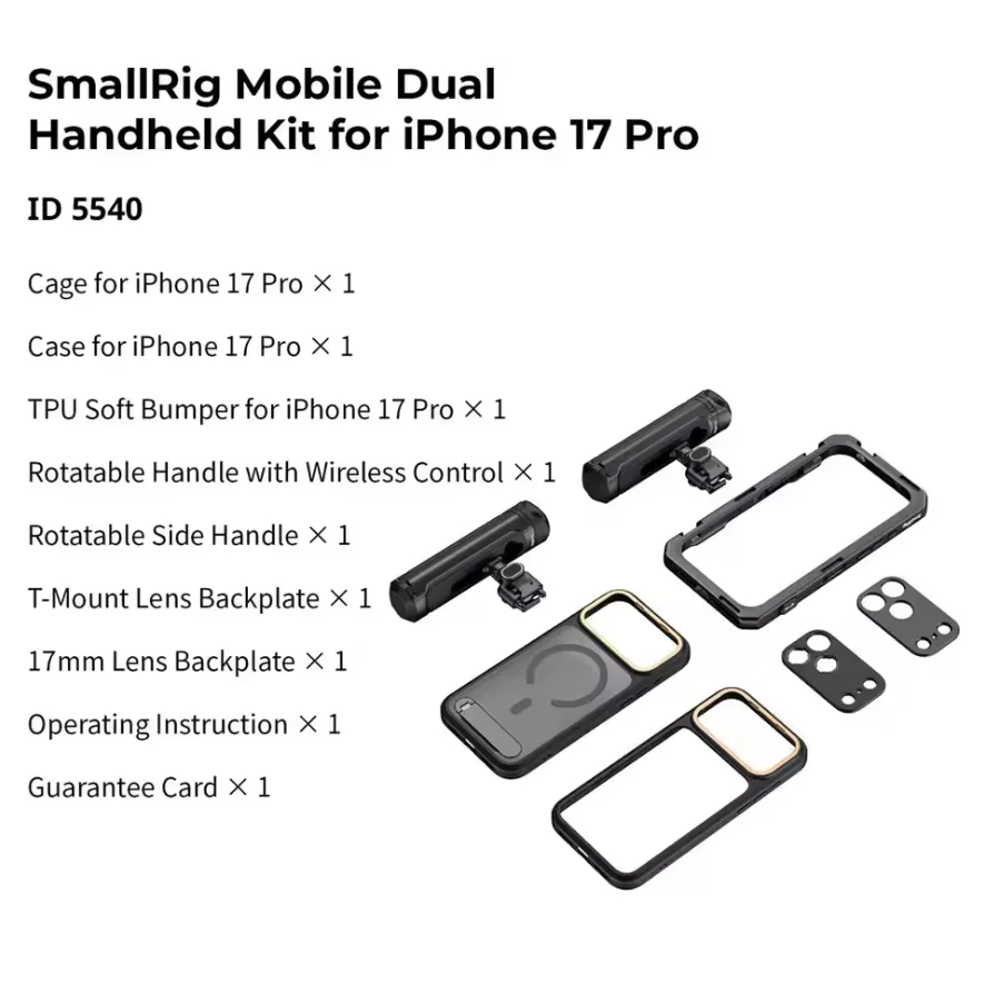 SmallRig 17 Pro/Pro Max Cage Kit Mobiele videokooi voor iPhone 17 Pro / Pro Max Flagship Edition met kooi en hoesje togeher 5542