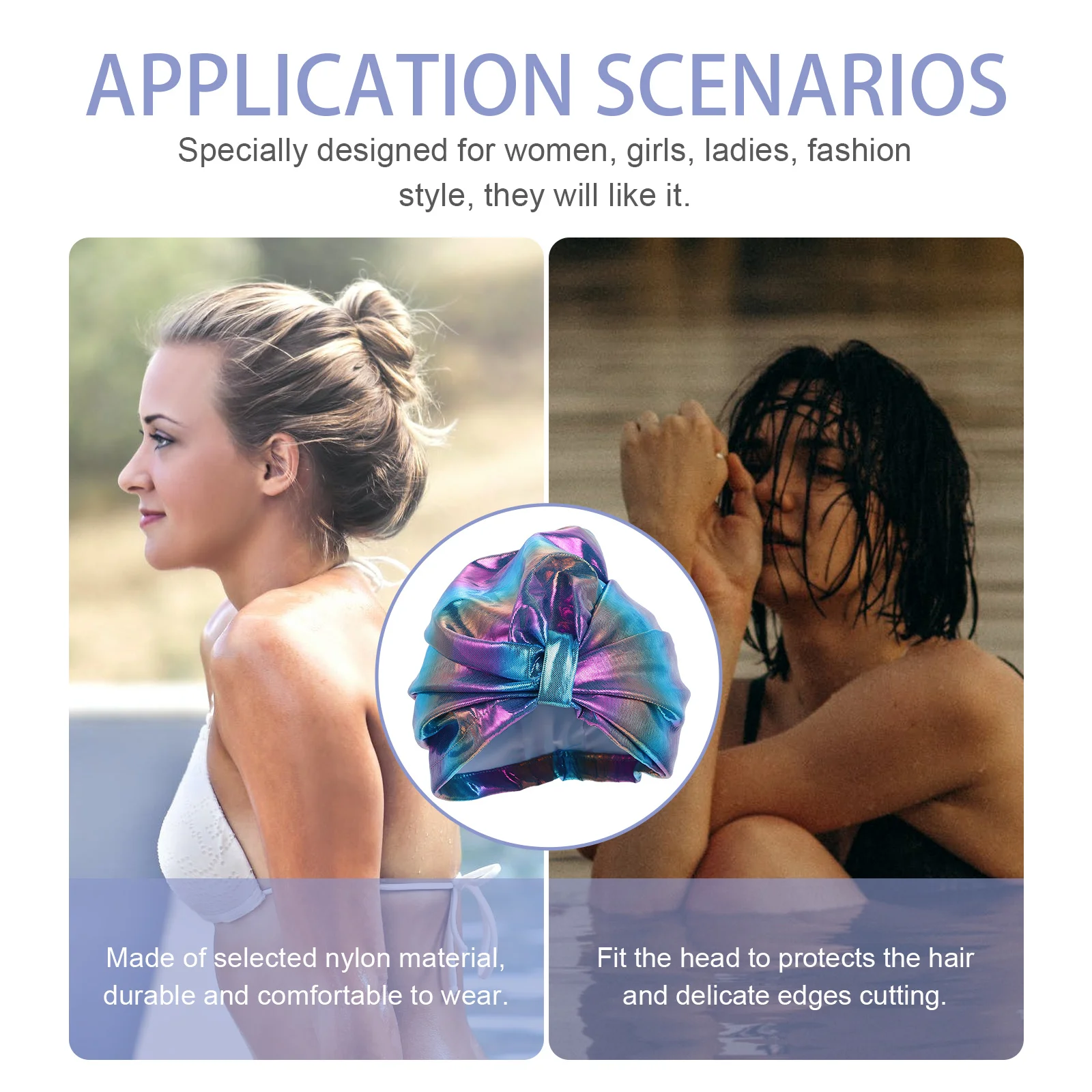 

Women Swimming Cap Elastic Waterproof Nylon Soft Comfortable Swim Hat for Hair Protection Lightweight Bathing Swimming Accessory