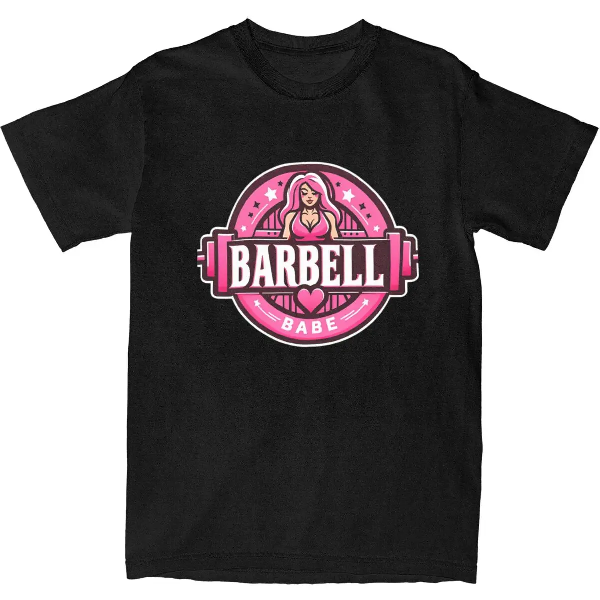 Barbell Babe Doll Logo T Shirts Cotton Tops Beach Vintage Short-Sleeved T Shirt O-Neck Novelty Casual Tee Shirt New Arrival