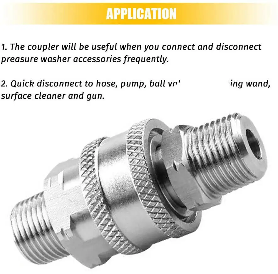 Pressure Washer Male Quick Disconnect Fitting Set with Stainless Steel Quick Coupling Kits and 5000 PSI Capacity