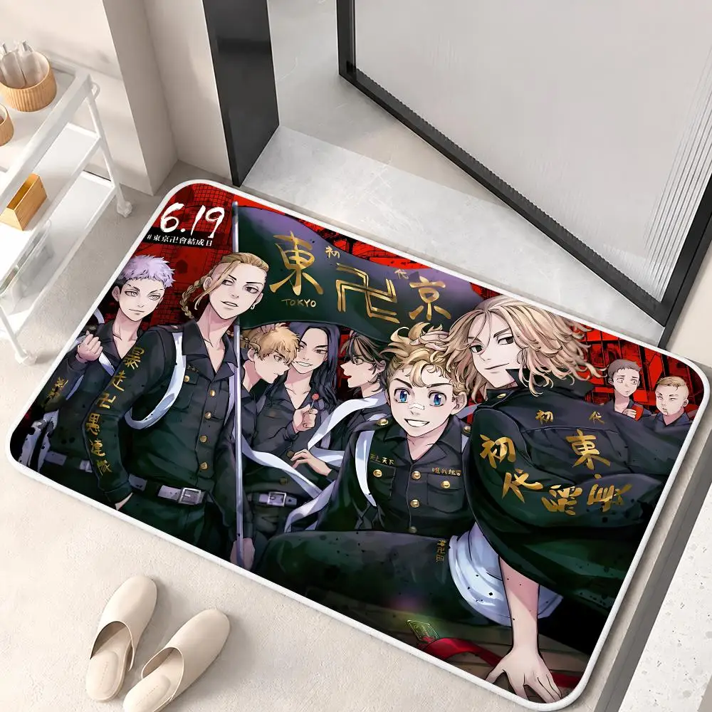 T-Tokyo Revengers Anime Floor Mat Flannel Rug Soft Non Slip Washable Door Mat For Bathroom Bedroom Kitchen Home Decor