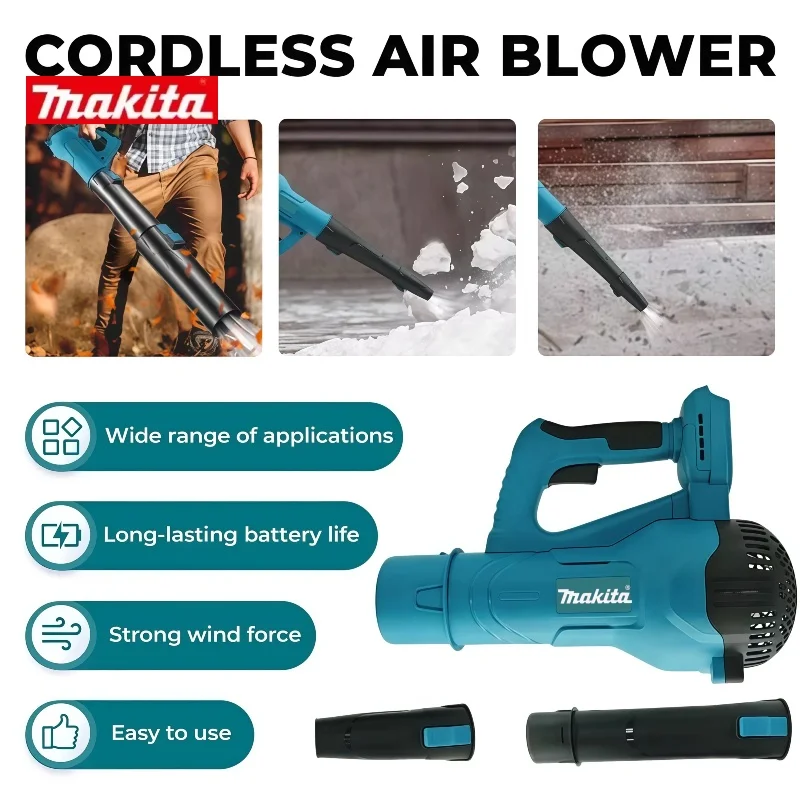 

Беспроводная воздуходувка Mamidw Brushless, ручная, турбо-воздуходувка для листьев, электроинструмент для аккумулятора Makita 18V