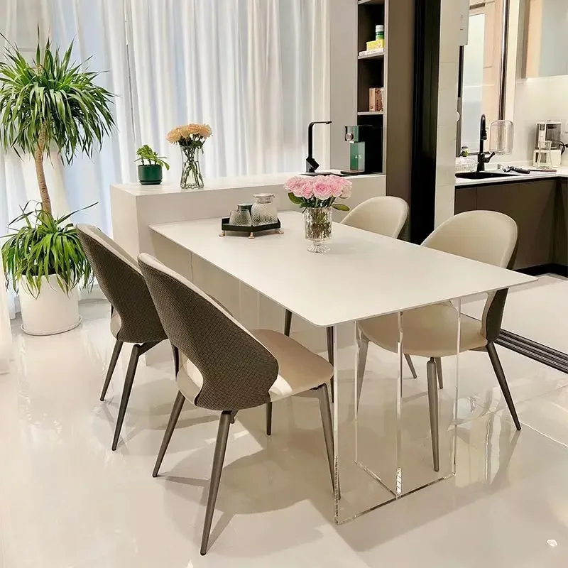 suspended rock slab dining table and chairs combination small apartment rectangular simple modern home dining table set