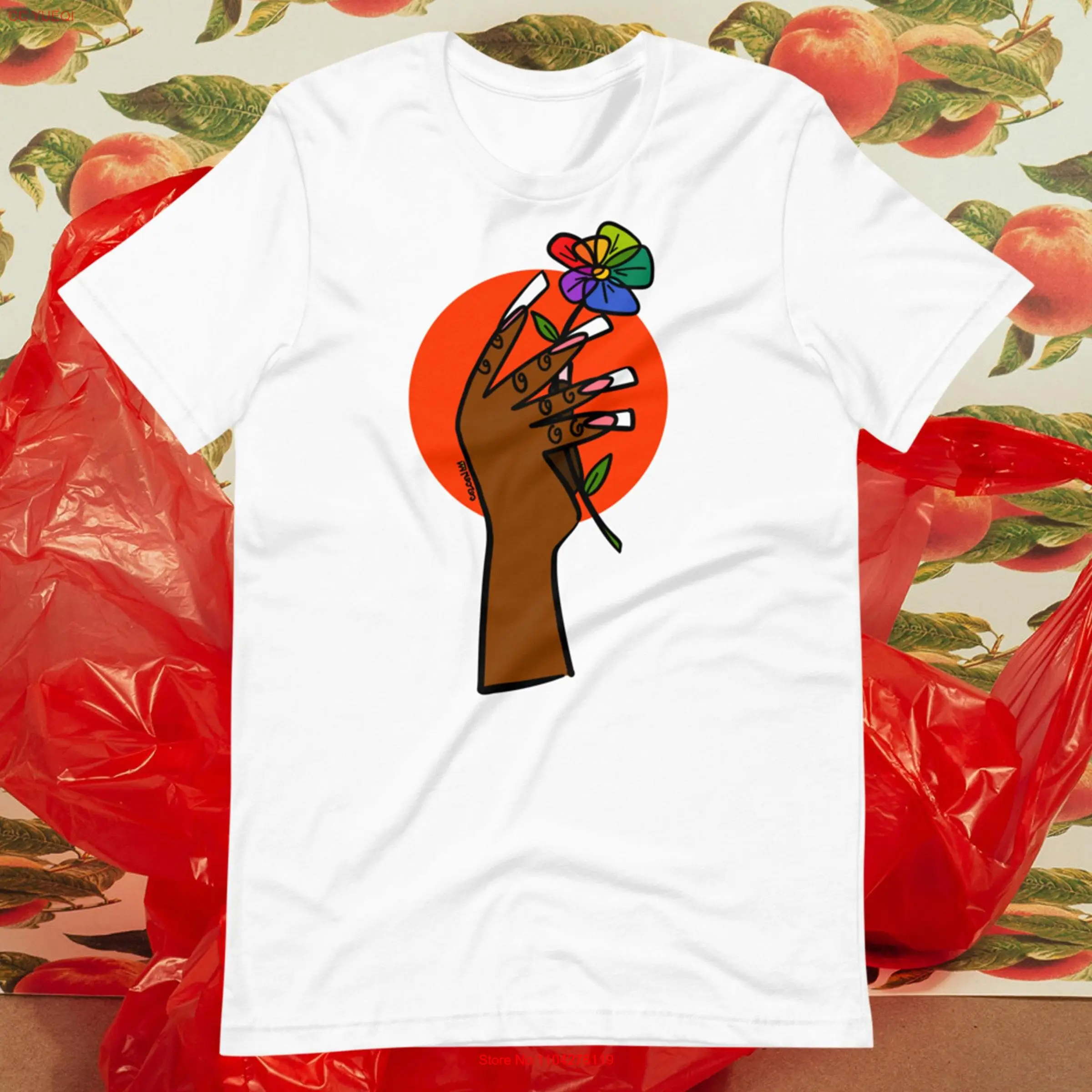 Flower Power T Shirt Floral POP Art Femme Unizex Sizes long or short sleeves